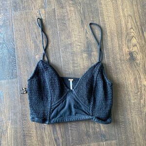 free people womens XS black smocked adjustable cami summer top